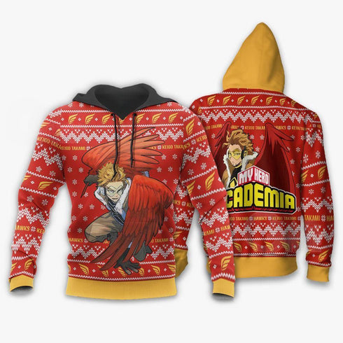 Divesart - Keigo Takami Hawks Ugly Christmas Sweater and Hoodie My Hero Academia Xmas